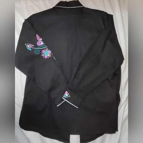 Bob Mackie Wearable Art Black Button-down Embroidered Shirt Size M - Picture 4 of 16